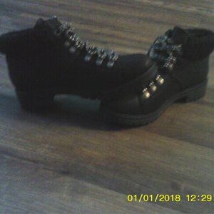 Black and gray boots